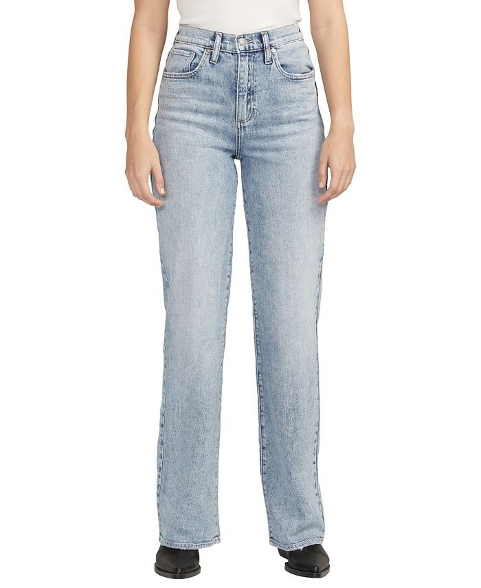 

Женские джинсы с завышенной талией и брючными штанинами Silver Jeans Co., синий