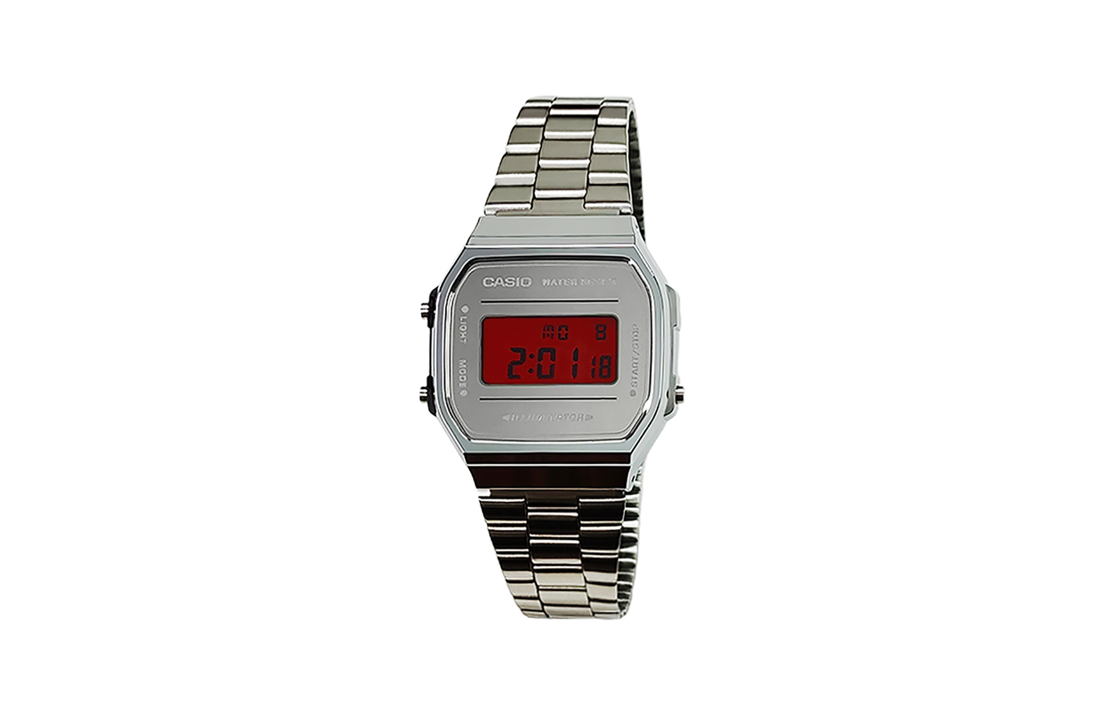 

CASIO Часы Retrofit Series Quartz Movement Stainless Steel Strap Watch Men's Watch Red Watch Dial, Silver Dial with Red Bezel