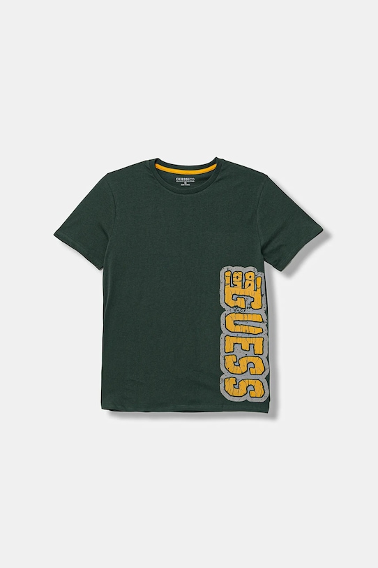 

Детская хлопковая футболка Guess, зеленый