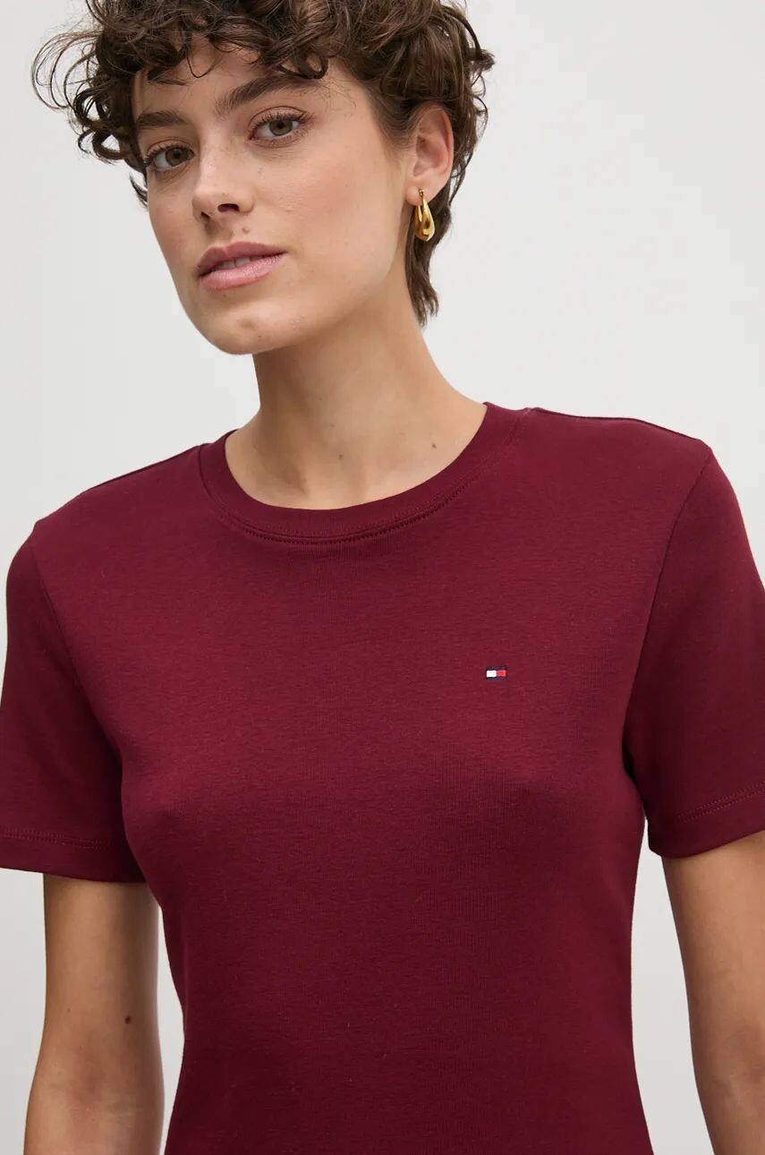 

Хлопковая футболка Tommy Hilfiger, гранатовый
