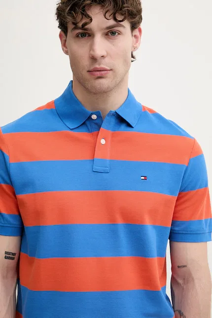 Поло хлопковое с эластаном Tommy Hilfiger, оранжевый — фото 4
