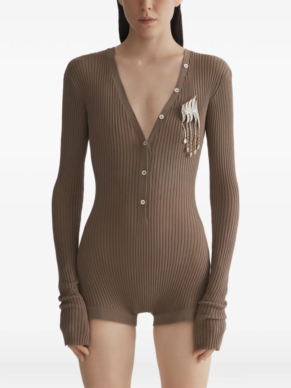 

Топ с декоративными пуговицами Mugler, коричневый