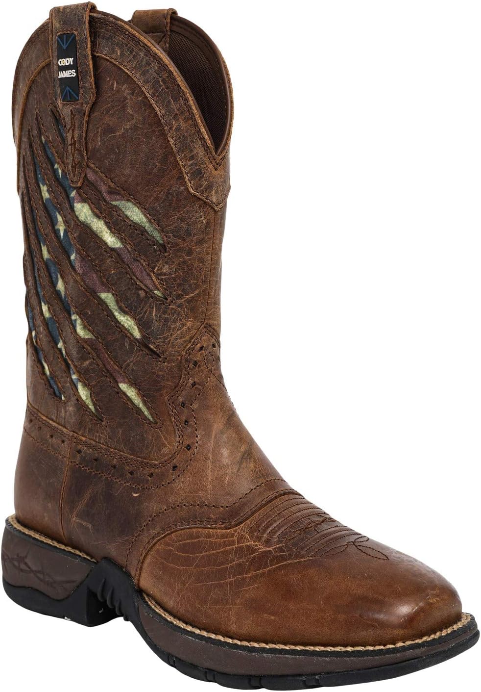 

Мужские вестерн-бутсы Cody James Scratch с американским флагом, легкие и производительные, квадратный носок - Mlbf-3 Flag, коричневый