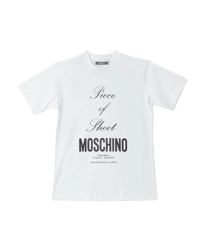 

Хлопковая футболка с графическим принтом Moschino, белый