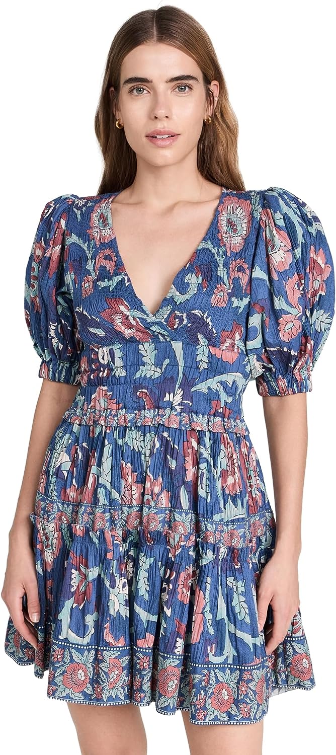 

Платье SEA Women's Rory Print с рукавами-фонариками, розовое, мини