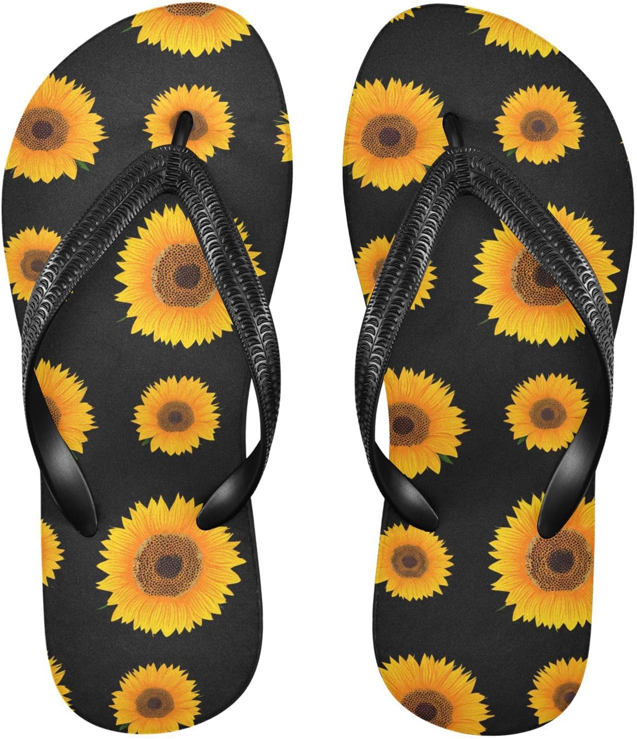 

Мужские сланцы с черным подсолнухом, шлепанцы для пляжа и душа, резиновые нескользящие летние тапочки для ходьбы Sinestour