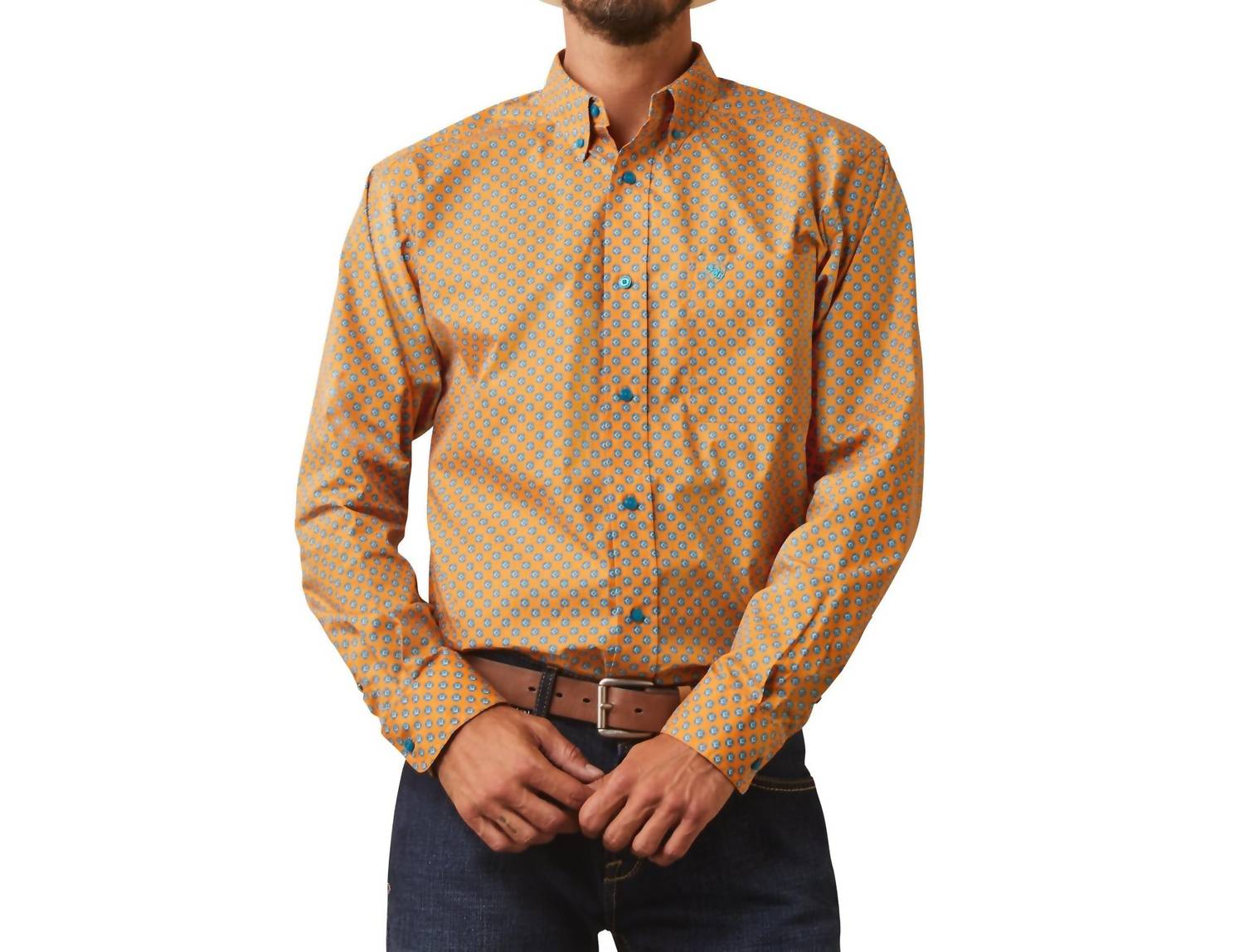 

Рубашка Kilian Fitted Button Down в оранжево-синем цвете ARIAT