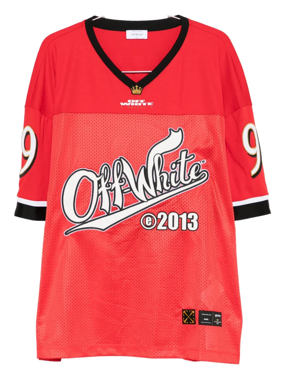 

Сетчатая футболка с принтом логотипа OFF-WHITE, красный