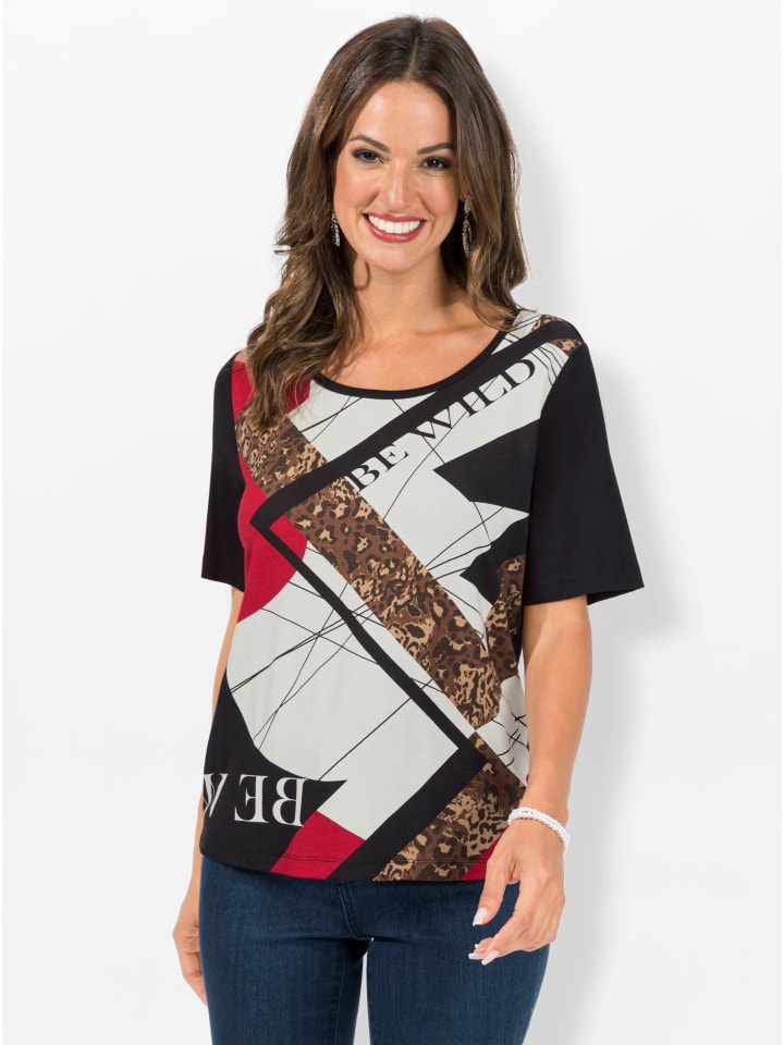 

Рубашка с короткими рукавами в черно-бежевом цвете с принтом WITT WEIDEN