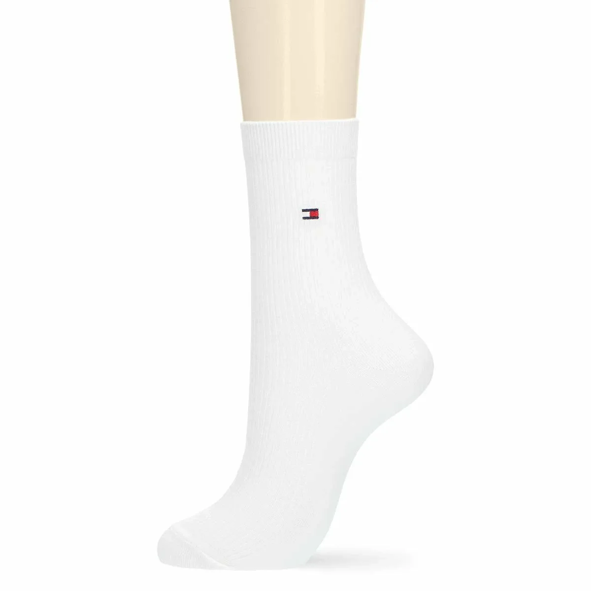 Школьные носки [длина 18 см] с вышивкой в одну точку. Tommy Hilfiger, 90. White