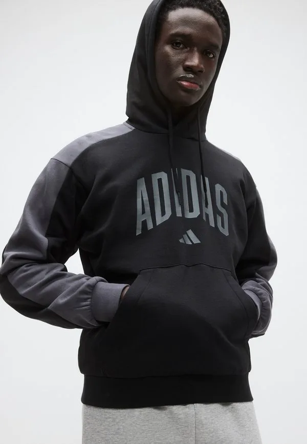 Толстовка с капюшоном в университетском стиле Adidas Sportswear, Black/Grey Six — фото 4