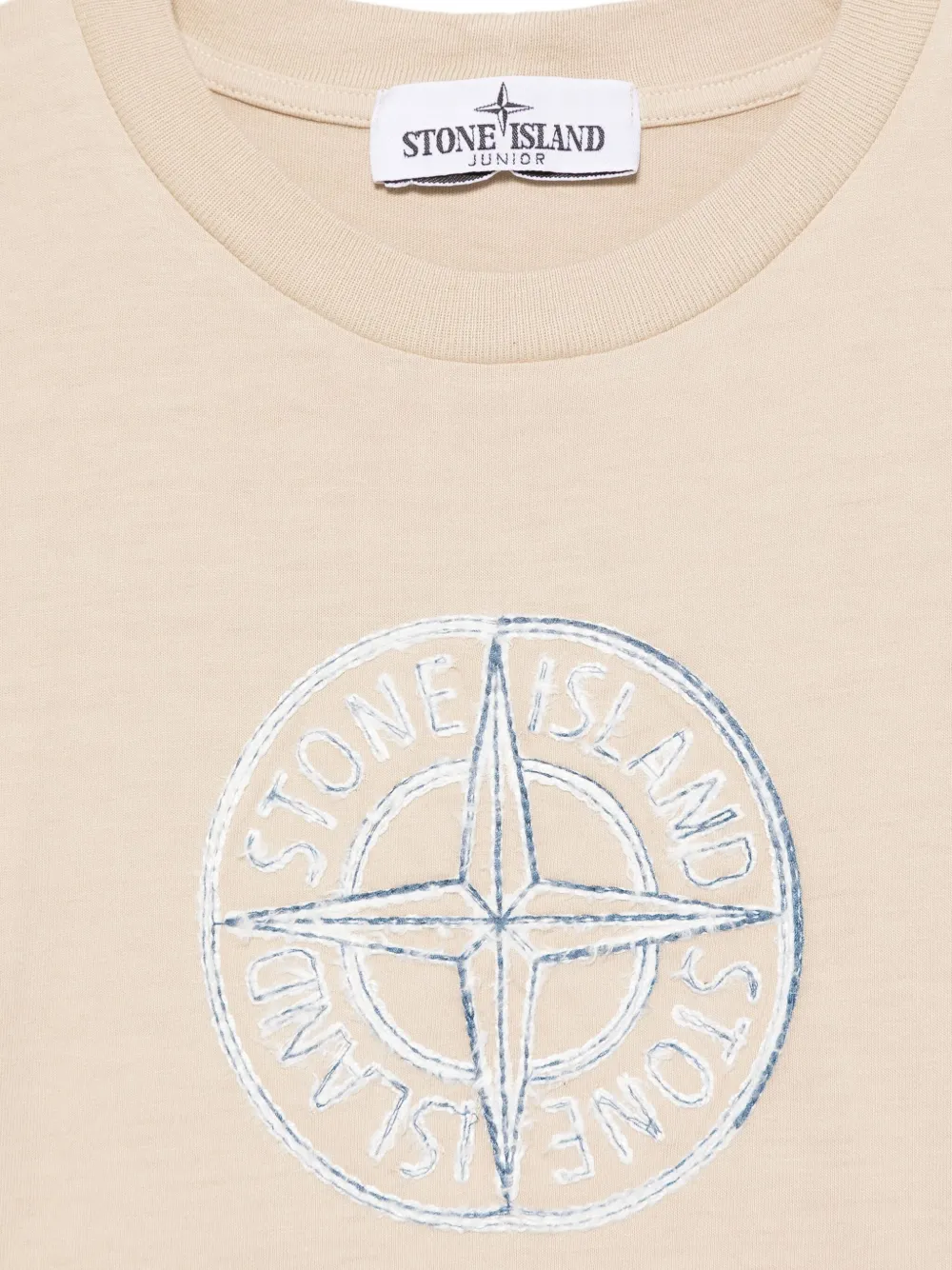 Футболка с вышитым логотипом Stone Island Junior, нейтральный — фото 3