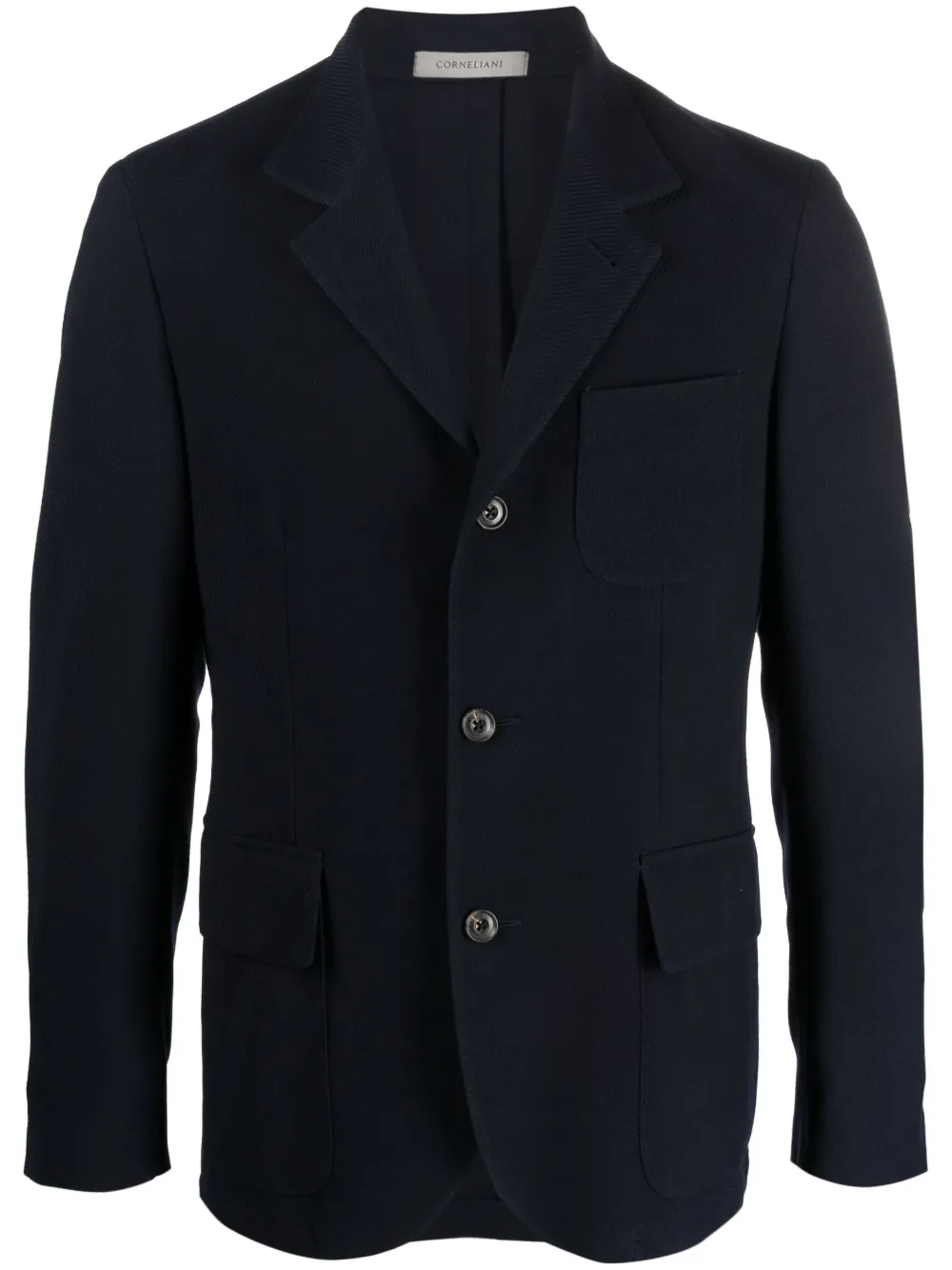 

Однобортный пиджак из вирджинской шерсти Corneliani, синий
