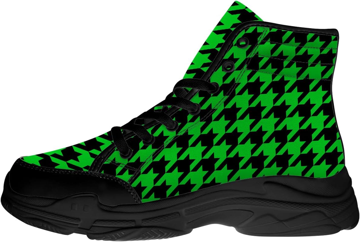 

Высокие кеды с узором гусиная лапка для женщин, черные кеды на платформе с шнуровкой, подарок для нее и для него Generic