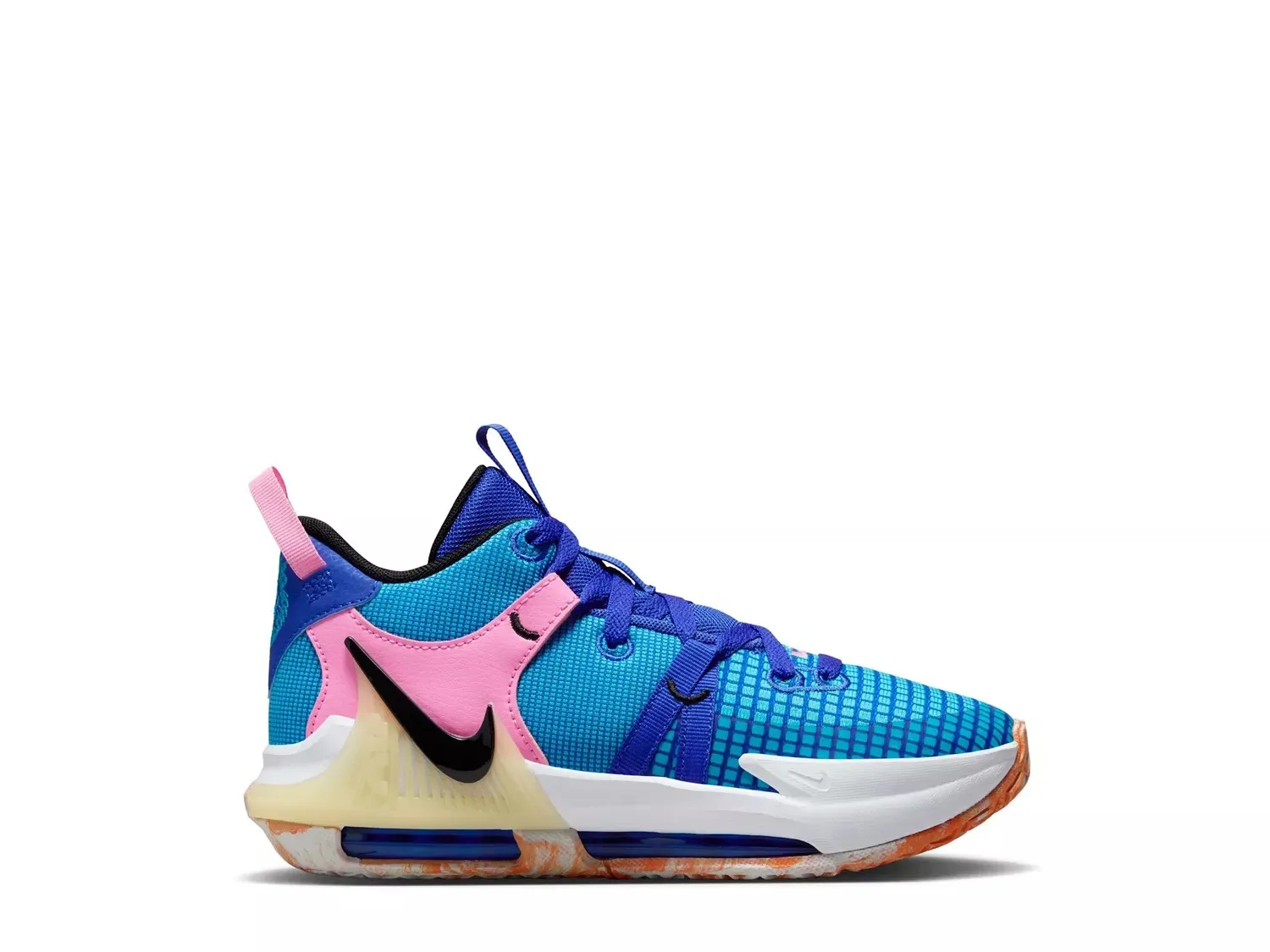 

Баскетбольные кроссовки Nike LeBron Witness 7 — детские, синие/многоцветные