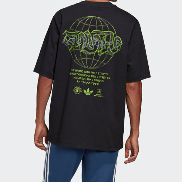 Футболка originals back graffiti printing short sleeve black Adidas, черный — фото 4
