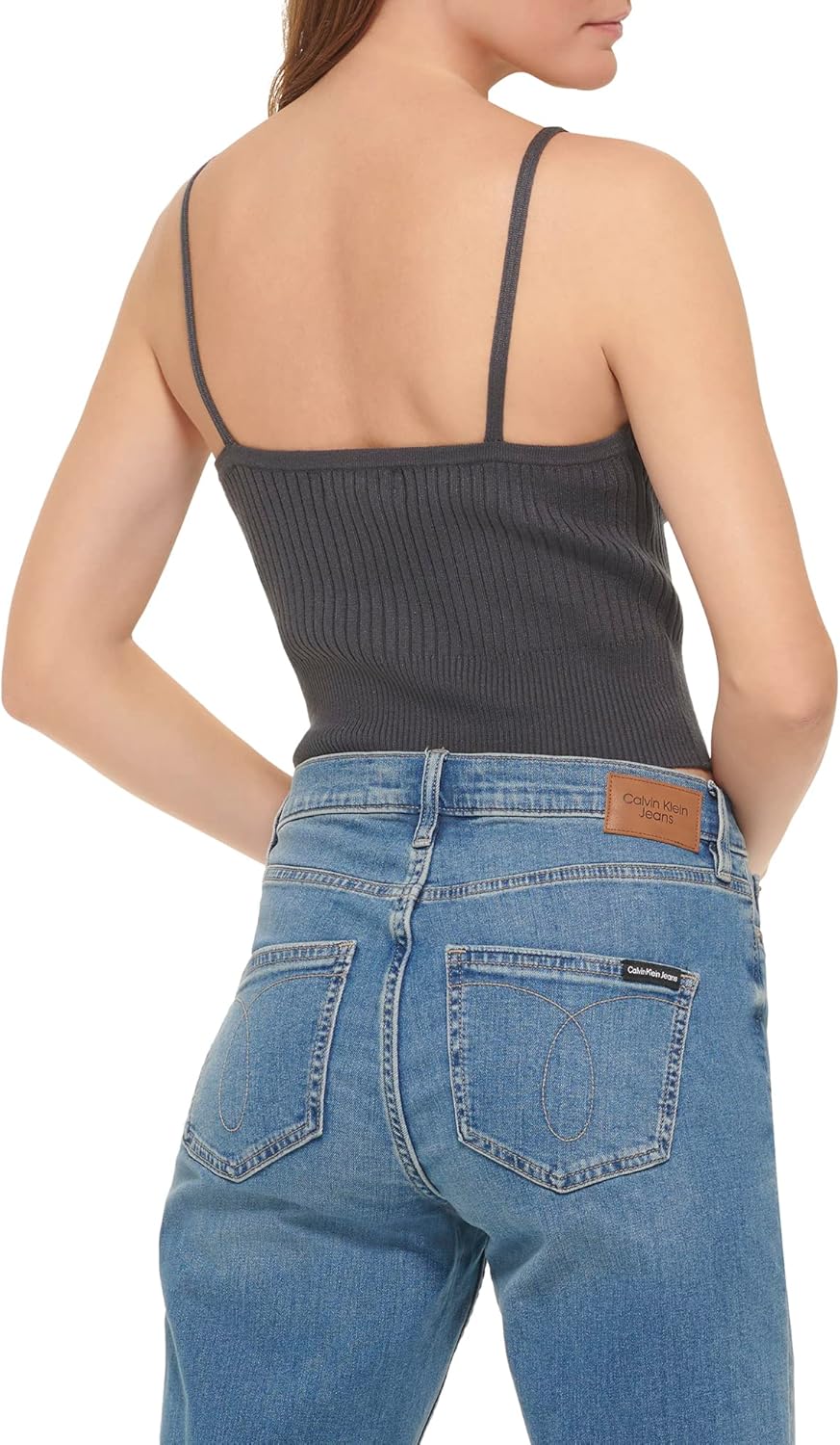 Базовый повседневный мягкий топ Calvin Klein для женщин, Forged Iron — фото 4
