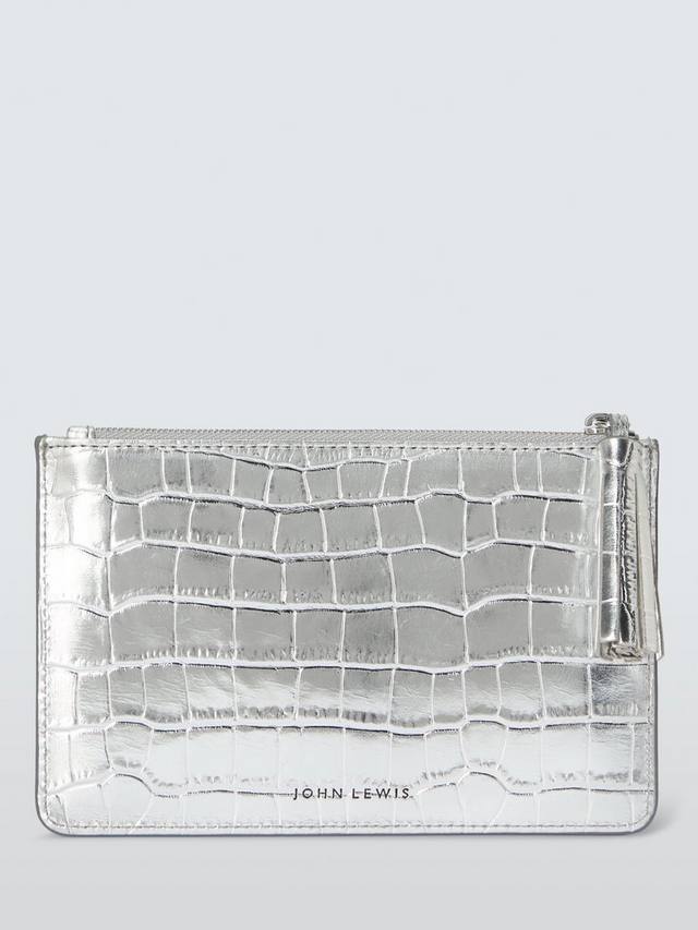 

Сумка с кисточкой из металлизированной кожи крокодила John Lewis, Silver