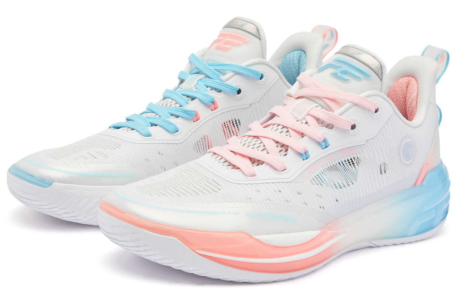 FE2.0 South Beach Непарные низкие Q-KUNGFU TURBO баскетбольные кроссовки мужские розовые голубые QIAODAN, энергичный розовый голубой водяной — фото 2