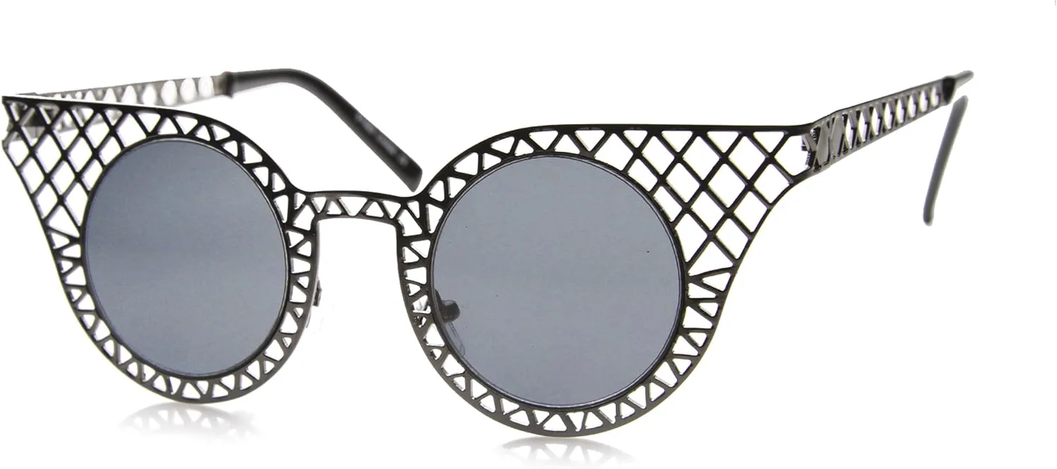 

Солнцезащитные очки zeroUV High Fashion Metal Criss Cross Cut Out Cat Eye (Black Smoke) в стиле «кошачий глаз» с металлическими перекрестными вырезами, Black Smoke