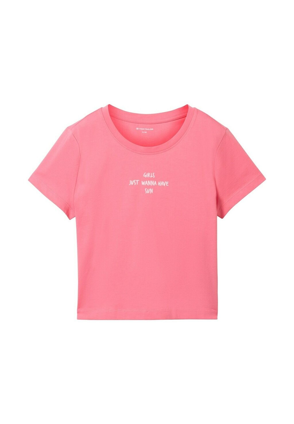 

Футболка с принтом CROPPED MIT TEXT TOM TAILOR, розовый