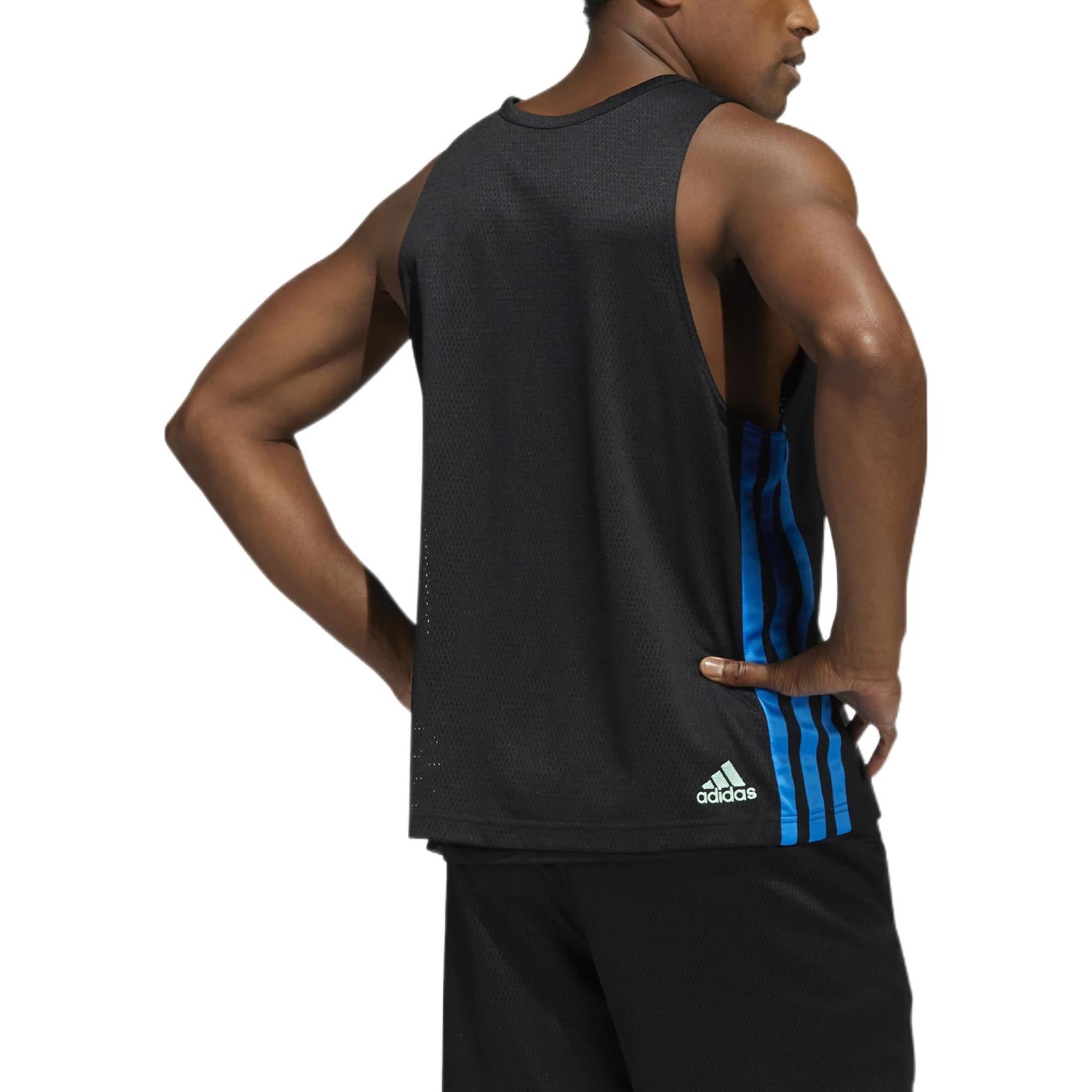 Жилет Men's adidas Lillard Logo Printing Stripe Basketball Sports Black Vest — фото 3