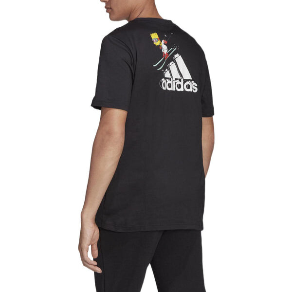 Футболка Men's adidas Cartoon Skateboard Juvenile Logo Printing Round Neck Short Sleeve Black T-Shirt, мультиколор — фото 4