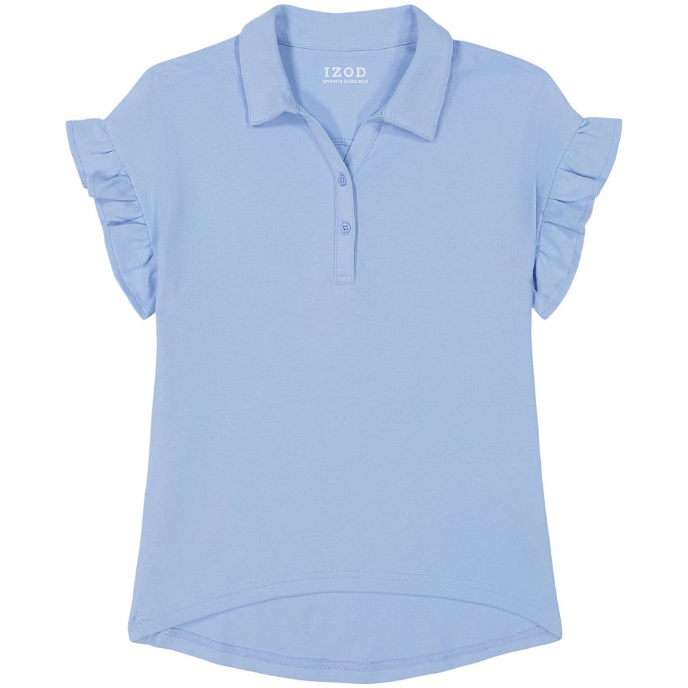 

Топ IZOD с короткими рукавами и рюшами для девочек 4–16 лет, цвет Light Blue