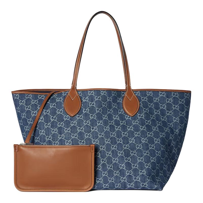 Сумка-шоппер Gucci Totissima из джинсовой ткани, синяя — фото 2