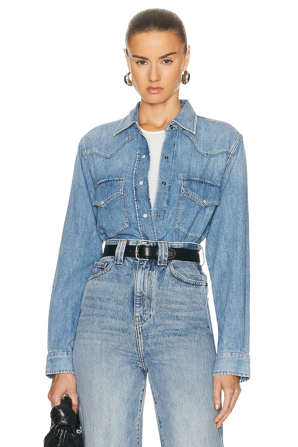 

Рубашка Citizens Of Humanity Cropped Western Shirt, цвет Carolina Blue