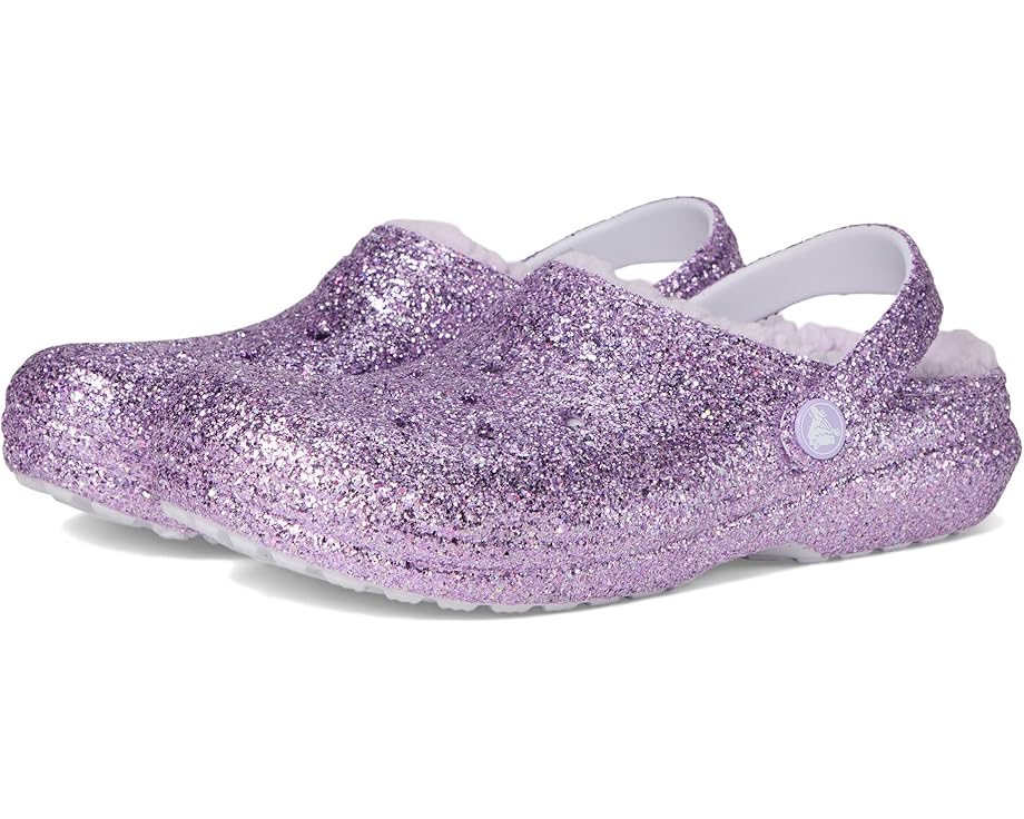 

Детские клоги Crocs Classic Lined Glitter (маленькие дети/дети постарше) Crocs Kids, Purple Moon