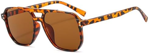 

Солнцезащитные очки 2026 квадратной формы для женщин, модные простые солнцезащитные очки в крупной оправе для мужчин и женщин, желтые очки для вождения MTZJH, Leopardtea