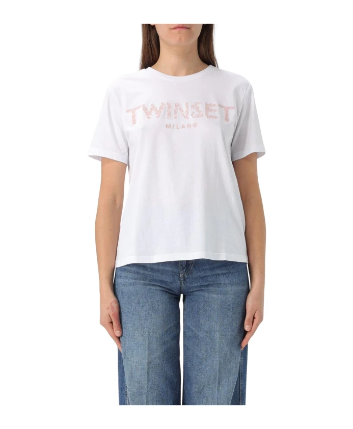 

Футболка с логотипом в виде белого цветка Twinset, белый
