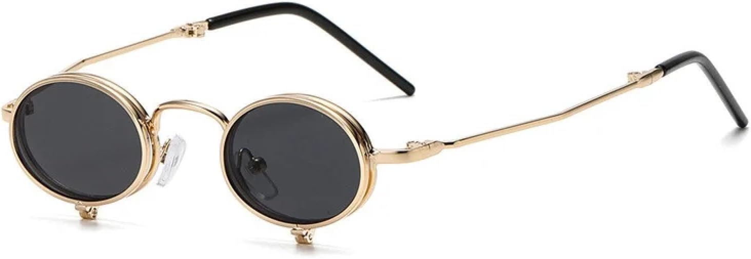 

Солнцезащитные очки с защитой от УФ-излучения UV400 | Маленькая металлическая оправа, круглые, в стиле панк | Для женщин и мужчин, для занятий спортом на открытом воздухе и вождения DSVIGF, C1gold-black