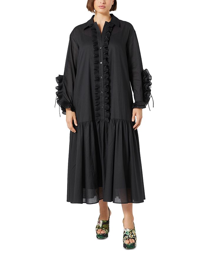 

2A Uscita Платье с плиссированными рукавами и куполообразным вырезом Marina Rinaldi, черный