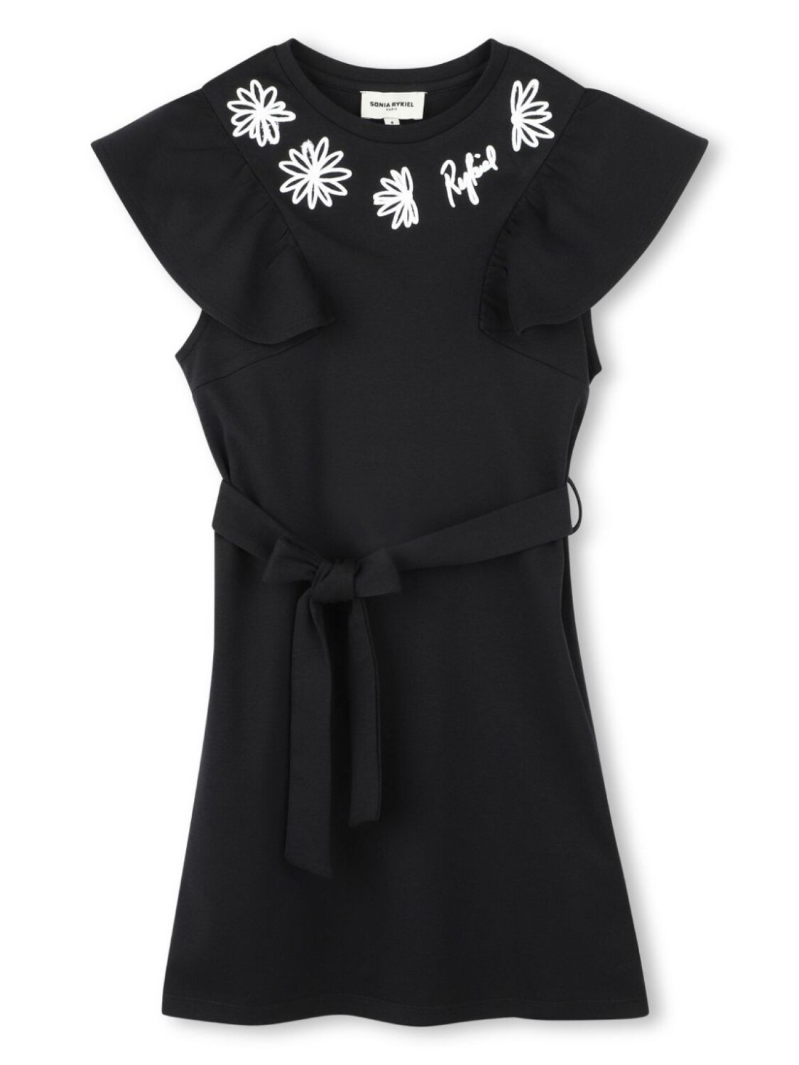 

SONIA RYKIEL ENFANT платье мини с вышитым логотипом, черный