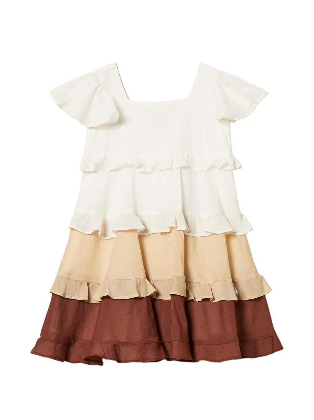 Платье из муслина с рюшами Twinset Kids, бежевый — фото 2