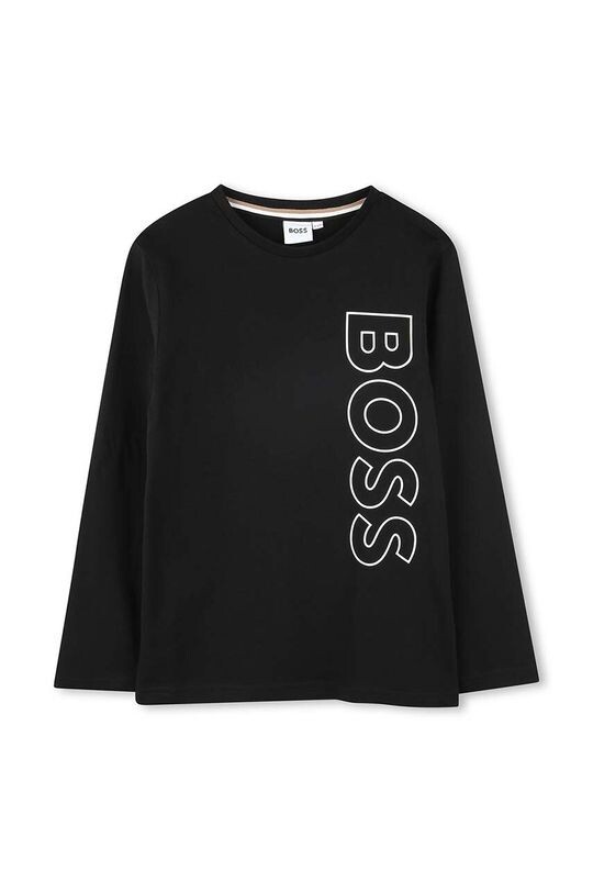 

Детская хлопковая рубашка с длинным рукавом Boss, черный