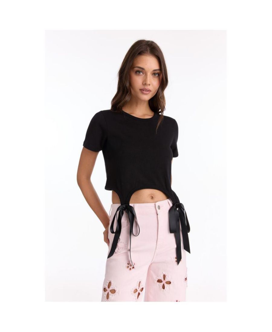 

Женская атласная рубашка Diana с бантом - белая The Noli Shop, Black