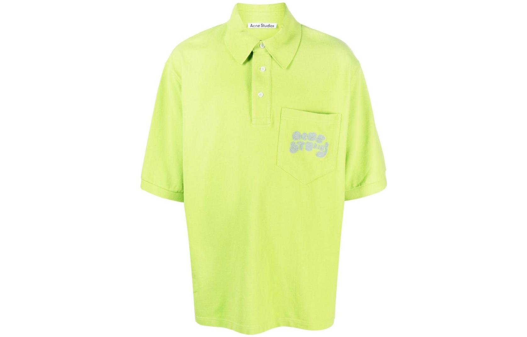 

Рубашка-поло с вышитым логотипом Acne Studios, Lime Green