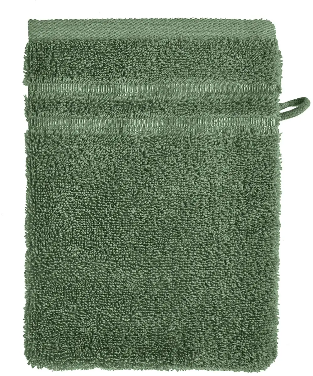 Рукавицы для мытья Schiesser "Набор махровых тканей Schiesser Milano, 5 шт.", (5 шт.), с тканой каймой 16х22 см (5 шт.), темно-зеленый — фото 3