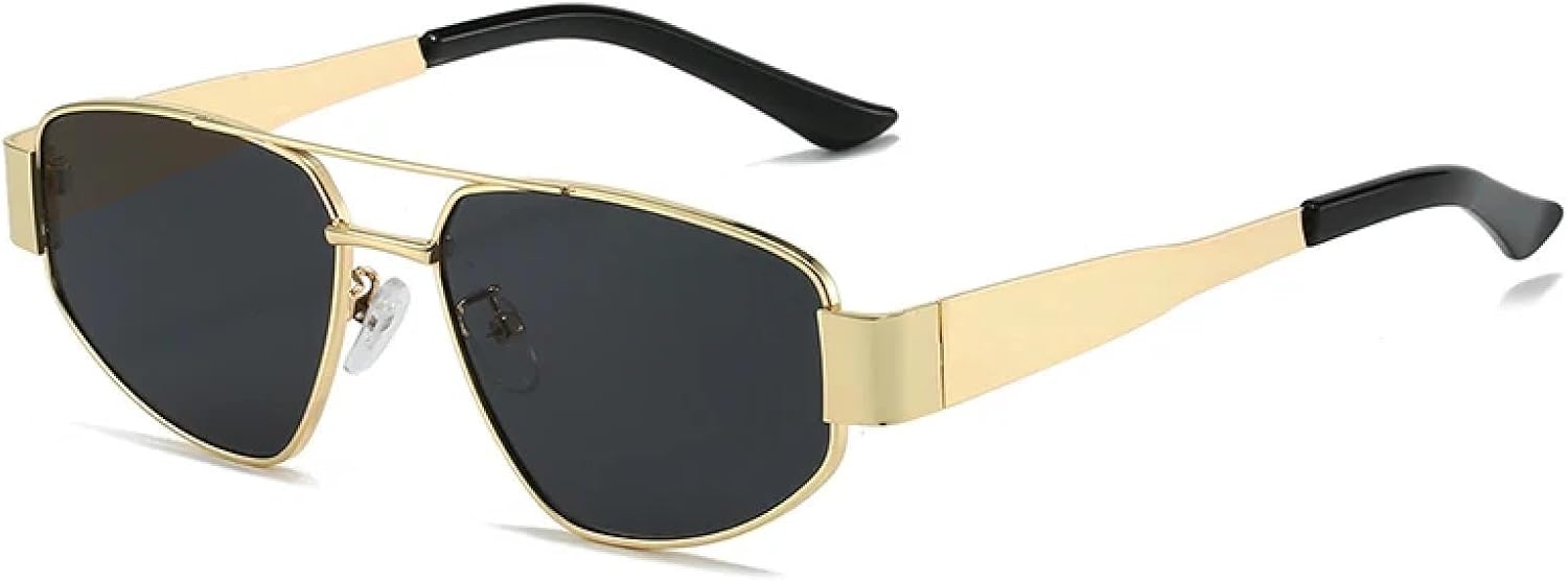 

Ретро металлические солнцезащитные очки «кошачий глаз» для женщин, модные, темно-зеленые, с защитой от УФ-излучения UV400, для мужчин, в стиле панк HHZZYVY, Golden Gray