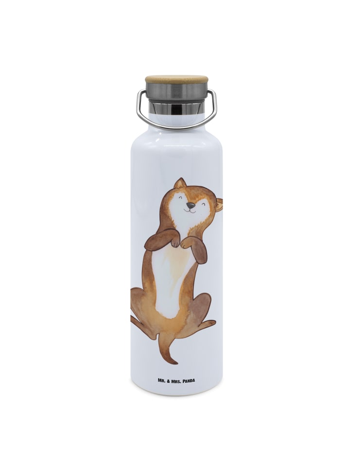 

Mr. & Mrs. Panda Бутылка Wasserflasche Fuchs Schlittschuhe mit Spruch in Weiß