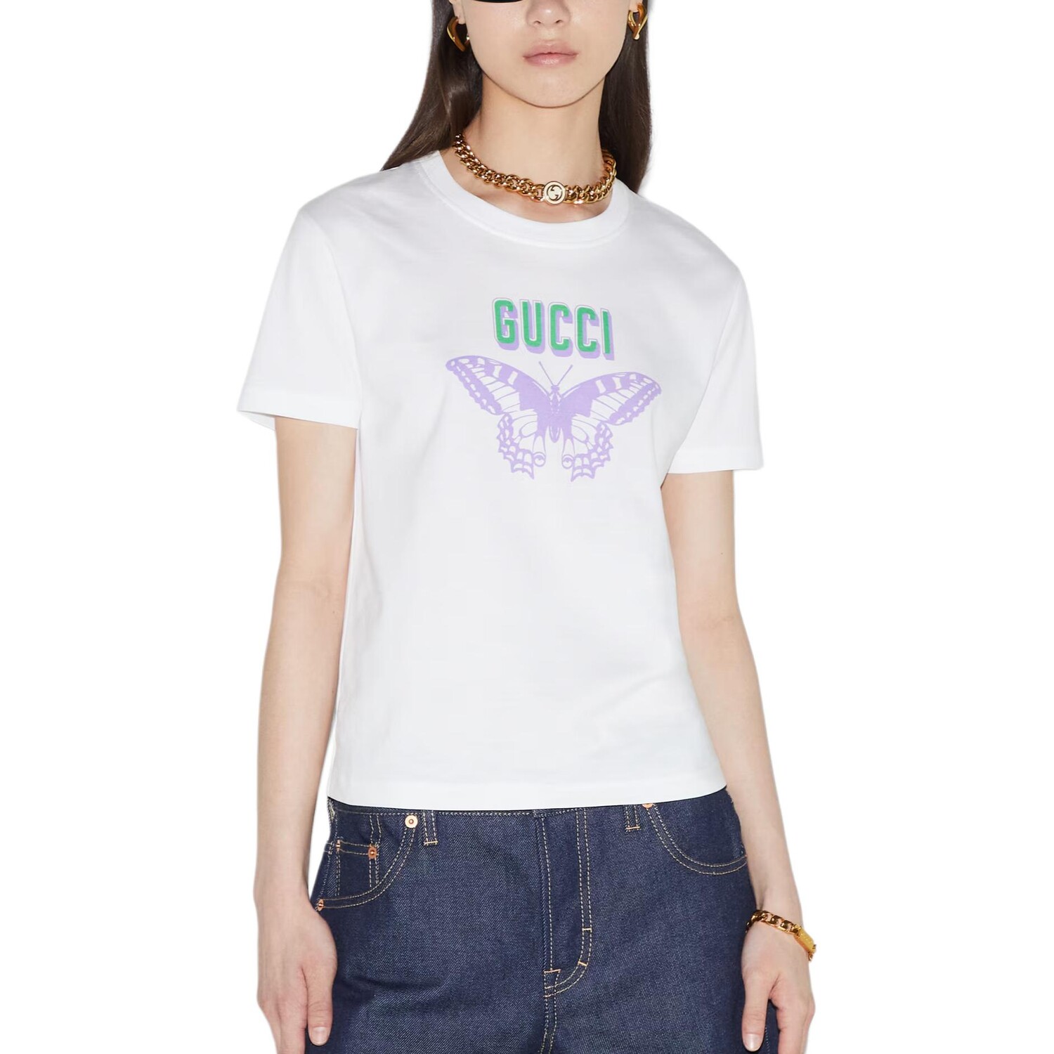Футболка женская Gucci Классическая, Премиум качество, Белый — фото 3