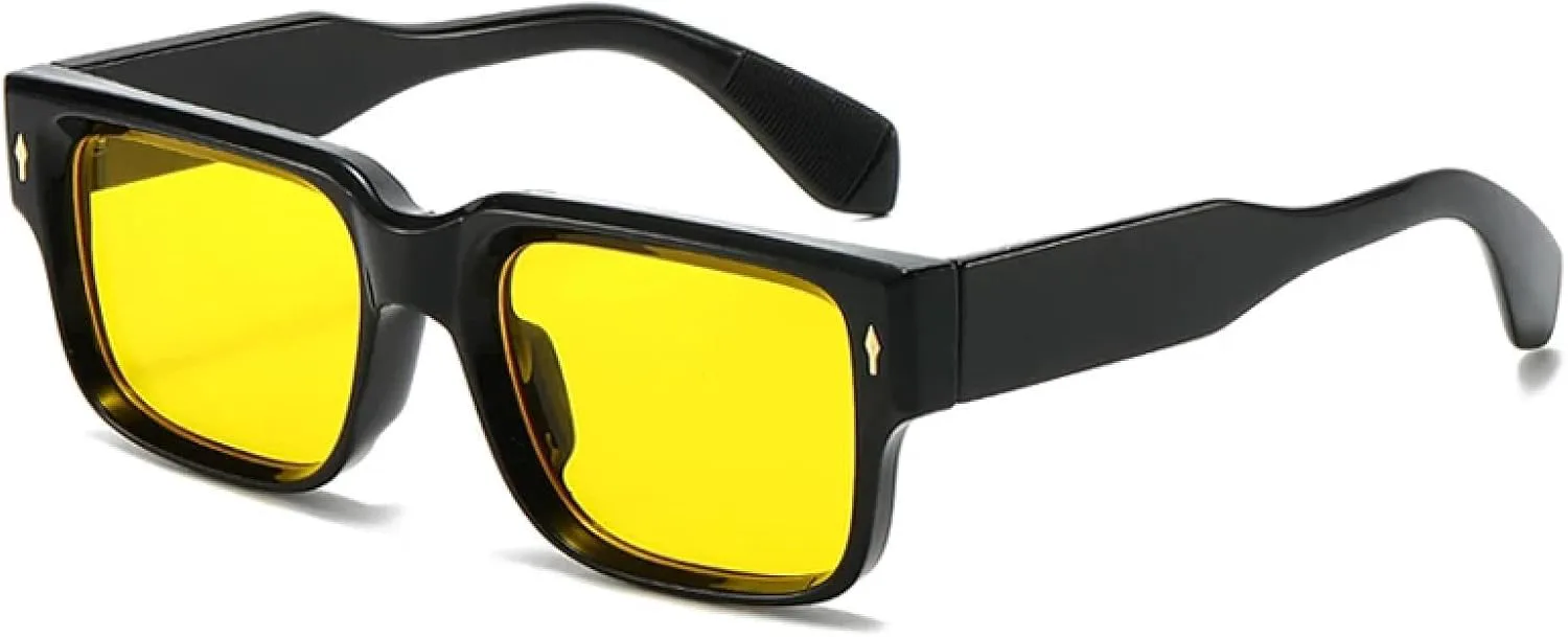 

Популярные модные солнцезащитные очки конфетных цветов для женщин, ретро-очки с заклепками, трендовые мужские градиентные очки UV400 HHZZYVY, Black Yellow