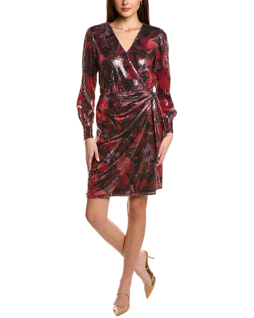 

Платье-халат Anne Klein с пайетками, красный