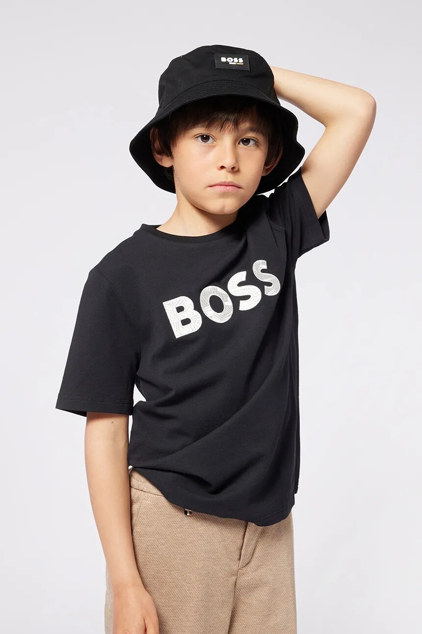 

Футболка из хлопка для детей Boss, черный