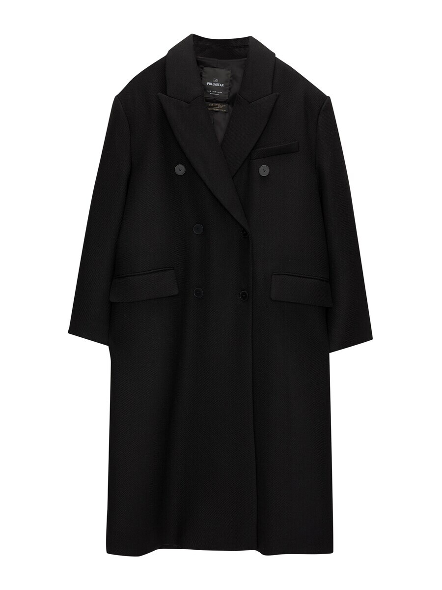 

Шерстяное пальто Pull&Bear Between-Seasons Coat, черный
