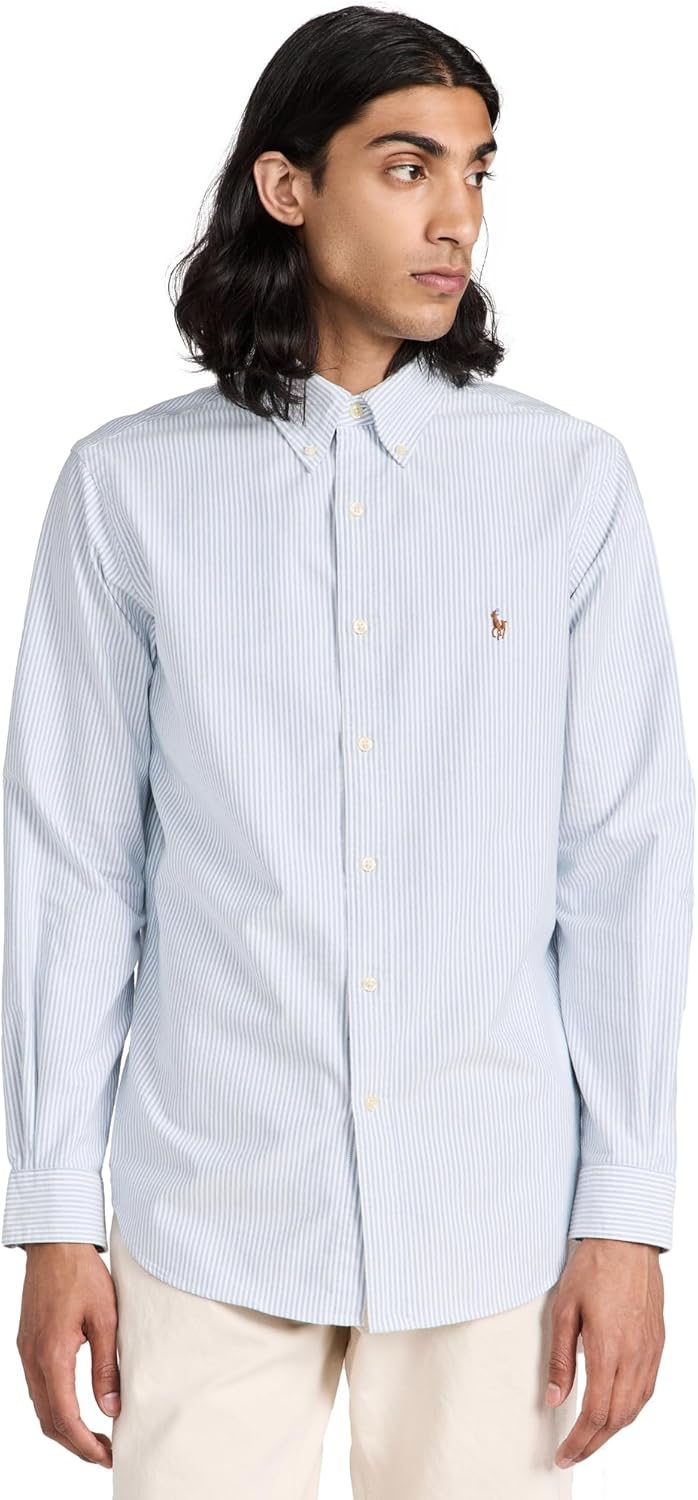 

POLO RALPH LAUREN Мужская классическая рубашка Oxford Performance, Blue/White