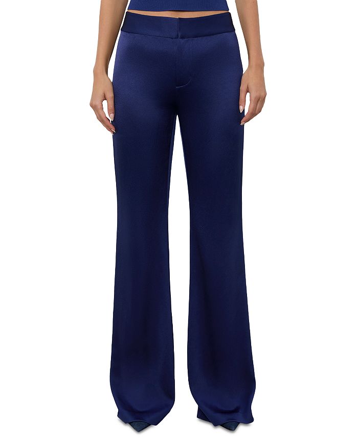 

Эндрю Брюки Mid Rise Bootcut из сатина Alice and Olivia, синий